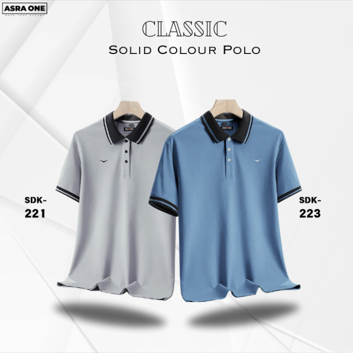 Classic Solid Colour Polo T-Shirt- Combo of 2- SDK221/223