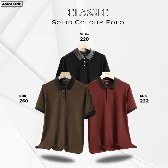 Classic Solid Colour Polo T-Shirt- Combo of 3- SDK220/222/260