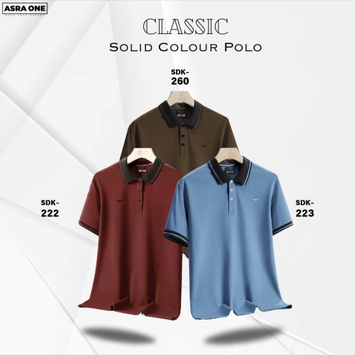 Classic Solid Colour Polo T-Shirt- Combo of 3- SDK222/223/260