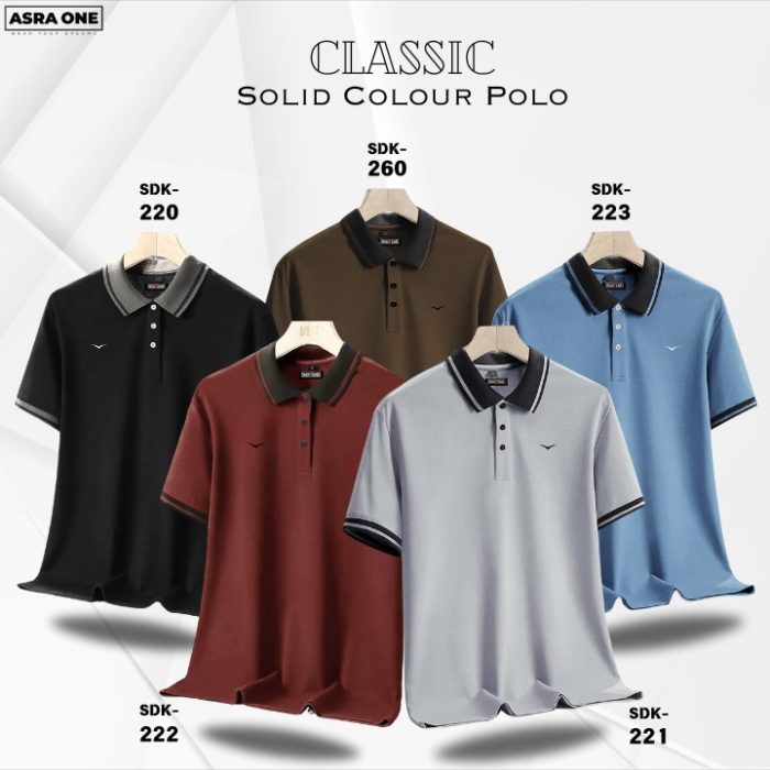 Classic Solid Colour Polo T-Shirt- Combo of 5-  SDK220/221/222/223/260