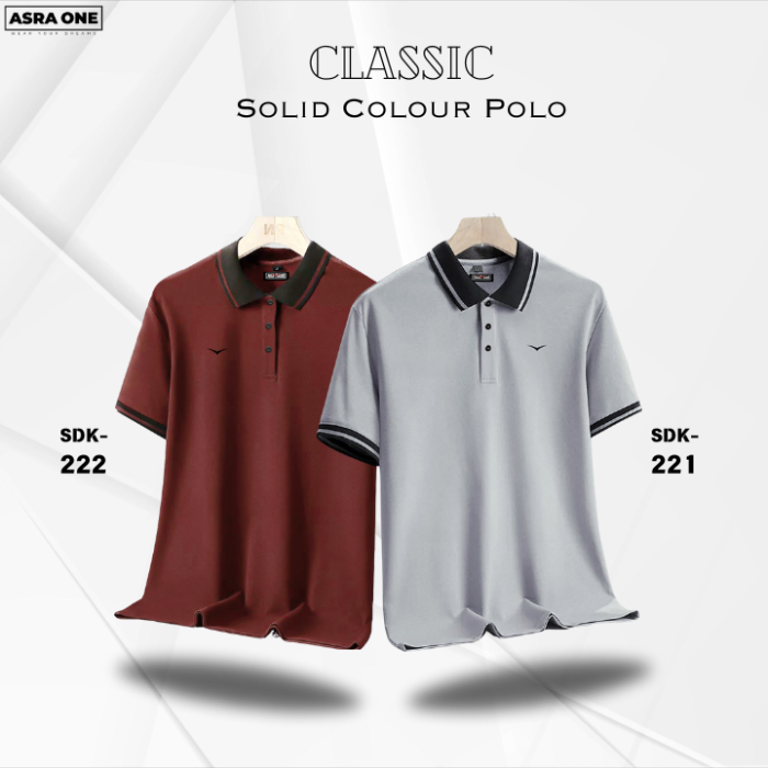 Classic Solid Colour Polo T-Shirt- Combo of 2- SDK221/222